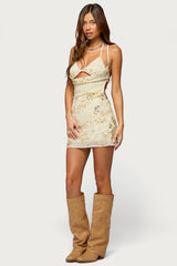 Beaded Two Piece Backless Mini Dress