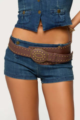 Studded Faux Leather Western Belt