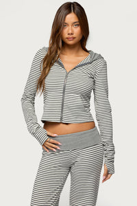 Meggy Striped Zip Up Hoodie