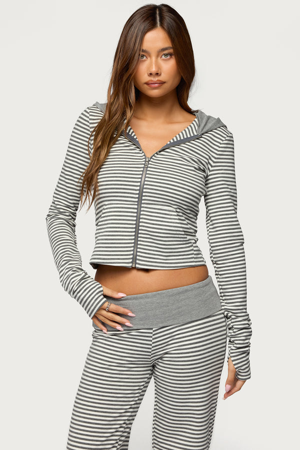 Meggy Striped Zip Up Hoodie