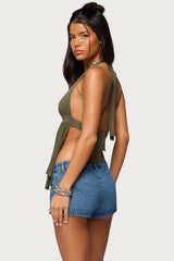 Skye Backless Split Front Halter Top