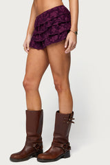 Keyla Ruffled Textured Micro Skort