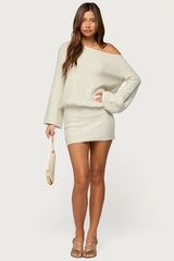 Off Shoulder Sequin Knit Mini Dress