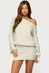 Off Shoulder Sequin Knit Mini Dress
