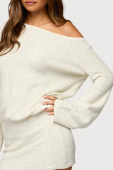 Off Shoulder Sequin Knit Mini Dress
