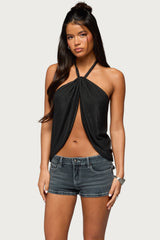 Stasia Sparkly Knit Split Front Top