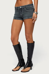 Whitlie Contrast Stitch Denim Micro Shorts