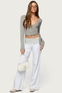 Meshey Striped Foldover Pants