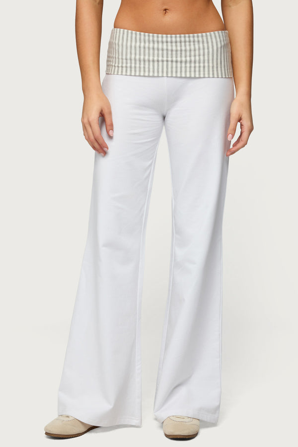 Meshey Striped Fold Over Pants