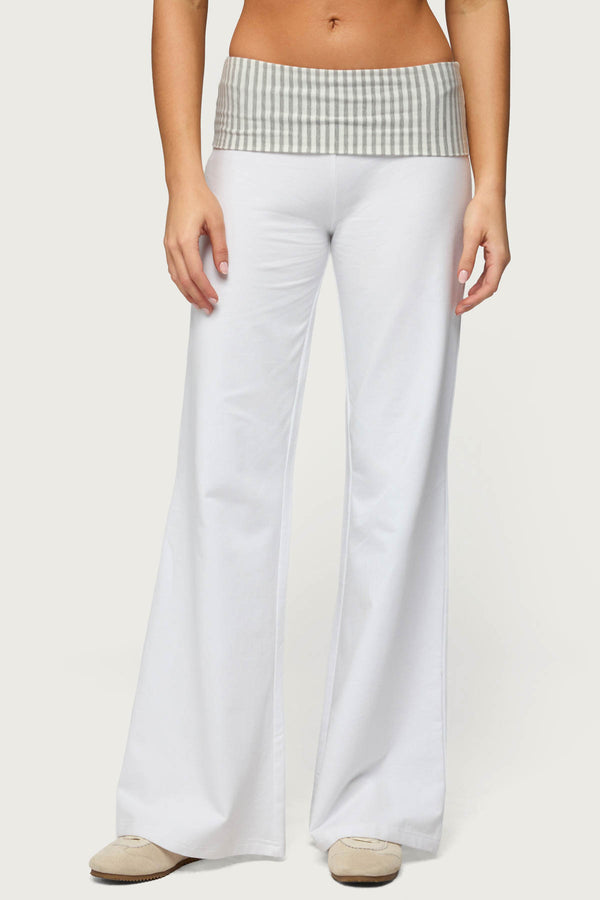 Meshey Striped Fold Over Pants