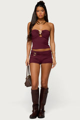 Rusana Swirl Ruched Micro Shorts