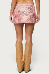 Bead & Sequin Side Tie Mini Skirt