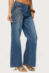 Monika Stud & Grommet Low Rise Baggy Jeans