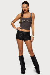 Melaney Faux Leather Micro Shorts