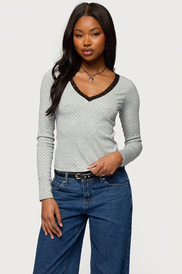Morah Lacey Polka Dot Top