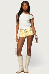 Studded Belt Denim Micro Shorts