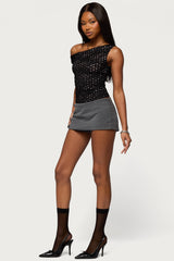 Off Shoulder Lace Polka Dot Top