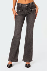 Tatum Washed Low Rise Flare Jeans