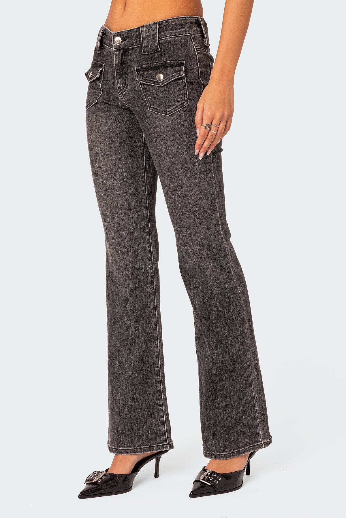 Tatum Washed Low Rise Flare Jeans