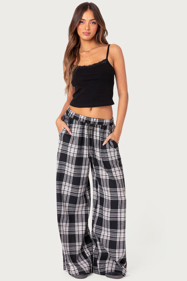 Lounge Around Plaid Wide Leg Pants