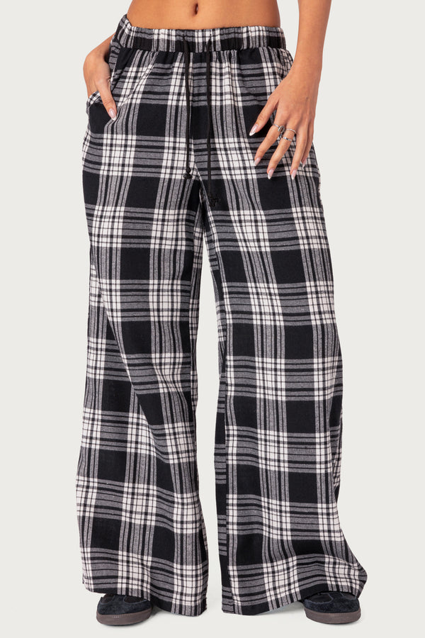 Lounge Around Plaid Wide Leg Pants