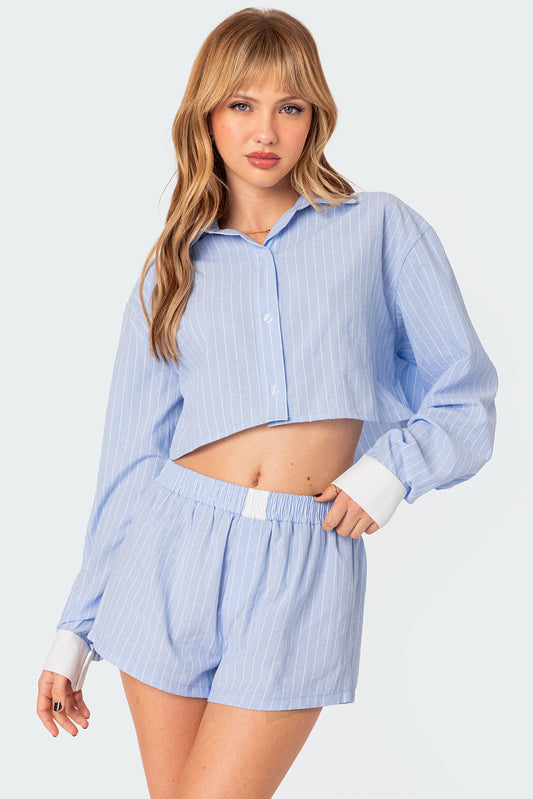 Lea Cropped Button Up Shirt
