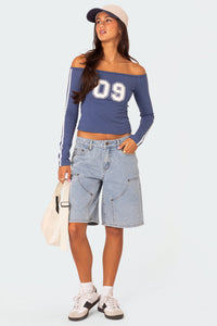 Jacqui Low Rise Denim Bermuda Shorts