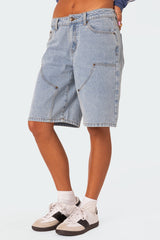 Jacqui Low Rise Denim Bermuda Shorts