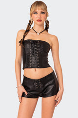 Wilde Lace Up Faux Leather Corset