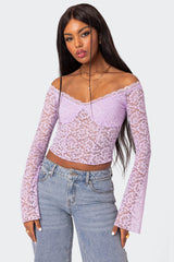 Linda Off Shoulder Sheer Lace Top