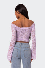 Linda Off Shoulder Sheer Lace Top