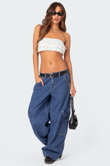 Nia Ruffled Eyelet Bandeau Top