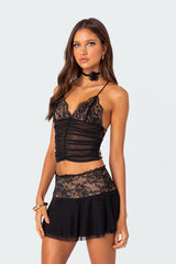 Mesh & Lace Strappy Back Tank Top