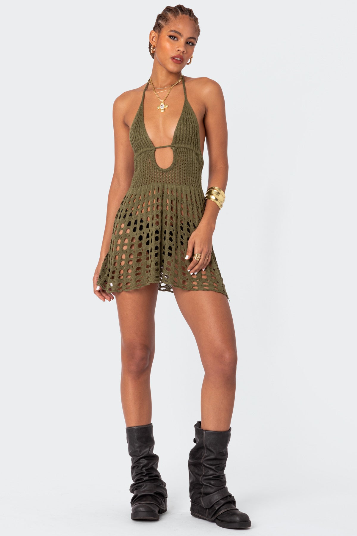 Austin Open Back Crochet Mini Dress