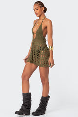 Austin Open Back Crochet Mini Dress