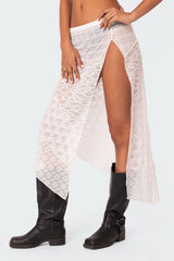 Sheer Patchwork Lace Maxi Skirt