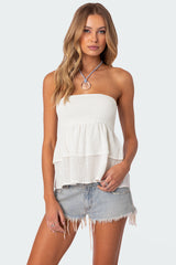 Harleigh Ruffled Linen Look Tube Top