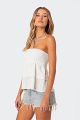 Harleigh Ruffled Linen Look Tube Top