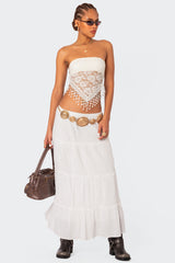 India Sheer Lace Strapless Top