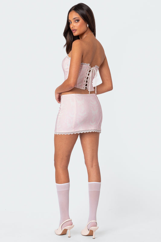 Silvie Printed Lace Up Corset