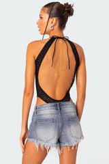 Sheer Lace Open Back Bodysuit