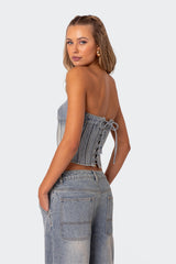 Myla Washed Denim Corset