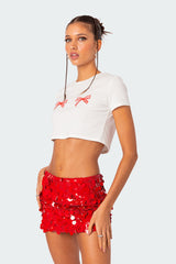 Bowie Embroidered Cropped T Shirt