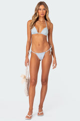 Didi Distressed Denim String Bikini Bottom