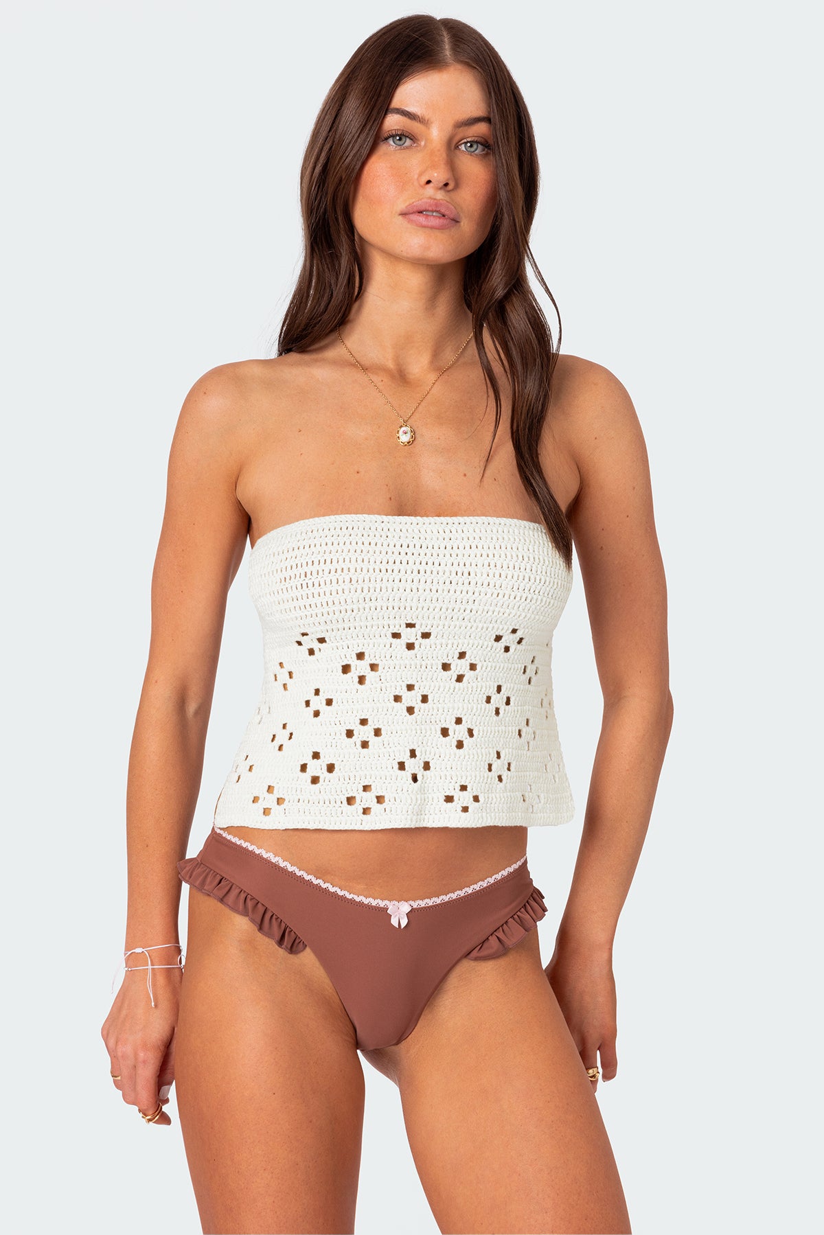 Niki Crochet Strapless Top