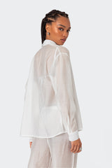 Breezy Oversized Sheer Button Up Shirt