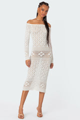 Lily Crochet Off Shoulder Midi Dress