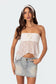 Embroidered Sheer Strapless Top