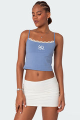 Lucky Girl Lace Trim Tank Top