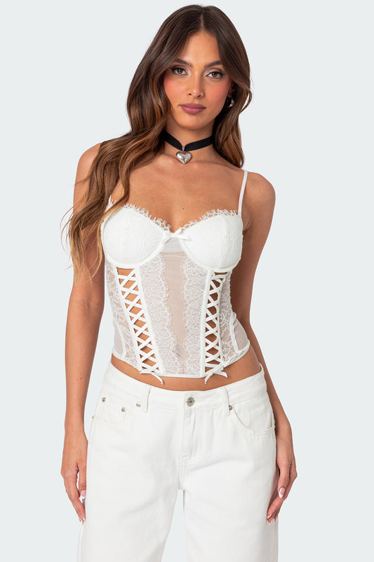 Becki Sheer Lace Cupped Corset